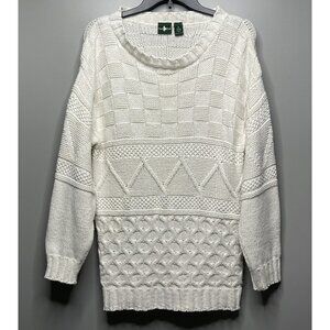 Vintage Hunt Club 100% Cotton Fisherman Cable Knit Sweater White Women's Size S